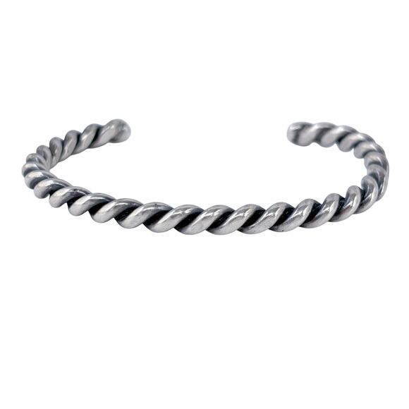 Southwest Twisted Wire Cuff Bracelet | Vintage Sterling Silver 925 | 6.5" - Picture 3 of 10
